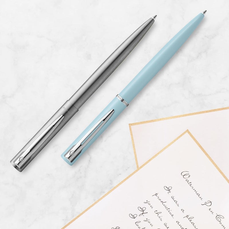 Waterman قلم حبر جاف ووترمان أليور - فولاذ مقاوم للصدأ مع حبر أزرق - علبة هدايا - Image 5